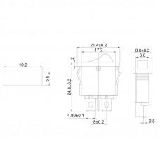 Выключатель клавишный 250V 6А (2с) ON-OFF красный Mini (RWB-103, SC-766, MRS-101-5) REXANT
