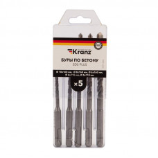 Набор буров по бетону 5-6х110х50, 6-8-10х160х100мм, 5 шт, в пластиковой коробке SDS PLUS KRANZ