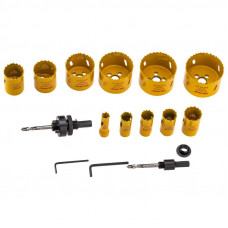 Набор коронок Bimetal (14, 20, 22, 25, 30, 35, 40, 51, 60, 64, 67), 16 предметов, металлический кейс KRANZ