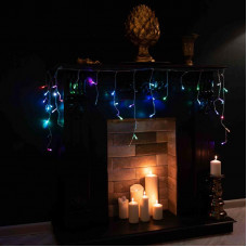 Гирлянда Бахрома (Айсикл), 1,8х0,5м, 48 LED RGB, прозрачный ПВХ, IP20, быстрая смена цвета, 230В, не соединяется