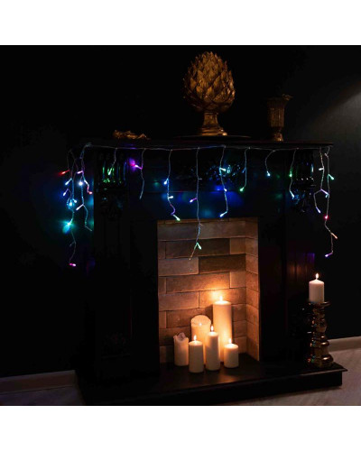 Гирлянда Бахрома (Айсикл), 1,8х0,5м, 48 LED RGB, прозрачный ПВХ, IP20, быстрая смена цвета, 230В, не соединяется
