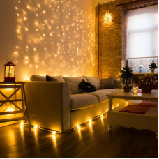 Гирлянда Светодиодный Дождь 1,5х1,5 м, свечение с динамикой, прозрачный провод, 230 В, диоды цвет теплый белый