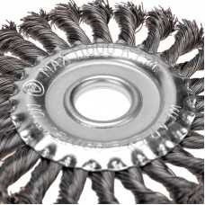 Щетка дисковая для УШМ, крученая стальная проволока, 125мм, отв. 22,23мм KRANZ