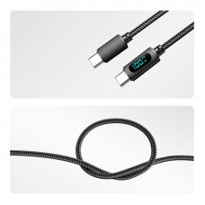 Кабель Type-C – Type-С, 5A, 100Вт, 1м, в черной нейлоновой оплетке, с LED дисплеем REXANT