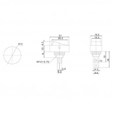 Выключатель клавишный 12V 30А (3с) ON-OFF черный ОВАЛ с красной подсветкой (RWB-523, ASW-20D-2) REXANT