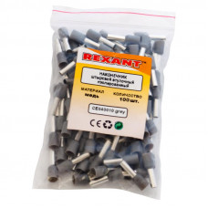 Наконечник штыревой втулочный изолированный F-9 мм 4 мм² (НШВи 4.0-9) серый REXANT