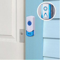 Беспроводной дверной звонок 32 мелодии 100м кнопка IP44 (белый/синий) REXANT RX-3