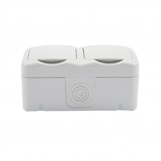 Блок горизонтальный 2 розетки Mini OG IP54 с/з, о/у, белый KRANZ