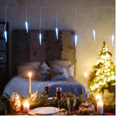 Гирлянда Сосульки 1,5х0,25 м, прозрачный провод, белый цвет свечения NEON-NIGHT