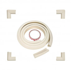 Набор для детской безопасности (мягкая универсальная лента на острые края + 4 мягкие насадки-протекторы уголовые) бежевый HALSA