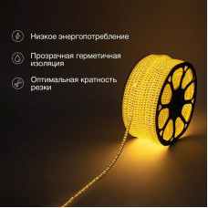 Лента светодиодная 220В, SMD3014, 240 LED/м, Теплый белый, 6,5x15мм, 100м, кабель питания в комплекте, IP67 NEON-NIGHT