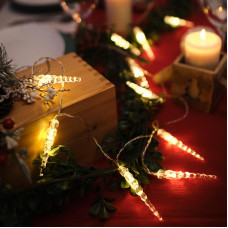 Гирлянда светодиодная Сосульки 1,5 м, 10 LED, прозрачный ПВХ, цвет свечения теплый белый, 2 х АА (батарейки не в комплекте) NEON-NIGHT