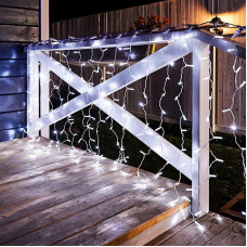 Гирлянда светодиодная Занавес 2х1,5м 192 LED БЕЛЫЙ прозрачный ПВХ IP65 постоянное свечение 230В блок в комплекте NEON-NIGHT