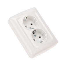 DEA Розетка 2-ая керамика с/з с/у 16А Бел KRANZ