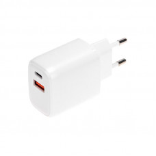 Сетевое зарядное устройство USB QC (20W) + Type C PD (20W), белое REXANT