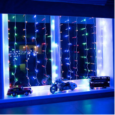 Гирлянда Светодиодный Дождь 1,5х1,5 м, свечение с динамикой, прозрачный провод, 230 В, диоды мультиколор