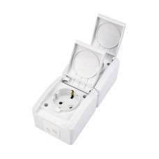 Блок вертикальный 2 розетки INDUSTRIAL IP54 с/з, о/у, белый KRANZ