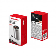 Зарядное устройство в прикуриватель REXANT USB, 5V, 2.4 A, черное