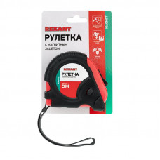 Рулетка измерительная Профи прорезиненный корпус, магнитная, 5м х 19мм REXANT