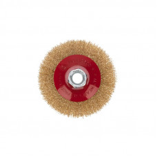 Щетка коническая для УШМ, витая латунированная проволока, 100мм, М14 KRANZ