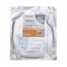 Лента светодиодная 12В, SMD2835, 4,8Вт/м, 60 LED/м, 6500К, 8мм, 20м, для БП с клеммами, IP20 LAMPER