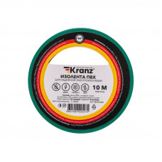 Изолента ПВХ 0,13х15мм, 10м, зеленая KRANZ