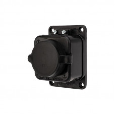 Розетка влагозащищенная с крышкой 1 гнездо, с/з, 16А, IP54, каучук, черная REXANT