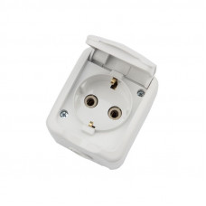 Розетка одноместная (керамика) Mini OG IP54 с/з, о/у, белая KRANZ