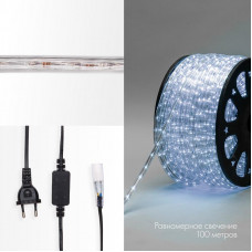 Дюралайт LED двухжильный 230В 13мм 30 LED/м БЕЛЫЙ постоянное свечение модуль 1м бухта 100м NEON-NIGHT