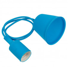 Патрон E27 силиконовый со шнуром 1м синий REXANT