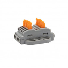 Клемма СМК 222-424P проходная 4 полюса, с монтажной площадкой (0,08-4 мм²), серая (блистер 5 шт./уп.) REXANT