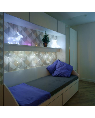 Гирлянда Бахрома (Айсикл), 1,8х0,5м, 48 LED БЕЛЫЕ, прозрачный ПВХ, IP20, свечение с динамикой, 230В, не соединяется