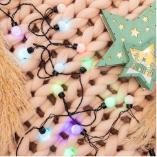 Гирлянда Шарики Ø25мм, 5м, темно-зеленый ПВХ, 25 диодов, цвет RGB