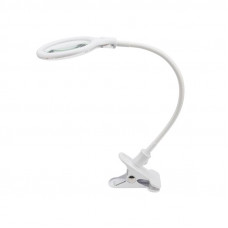 Лупа настольная 3D с подсветкой 30 SMD LED, подставка+прищепка, ø95мм, белая REXANT