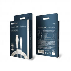 Кабель USB-A – Lightning для Apple, 2,4А, 1м, в белой нейлоновой оплетке REXANT