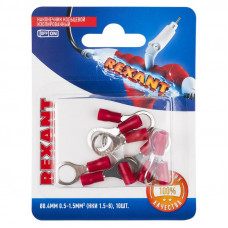 Наконечник кольцевой изолированный ø 8.4 мм 0.5-1.5мм² (НКи 1.5-8/НКи 1,25-8) красный, в упак. 10 шт. REXANT