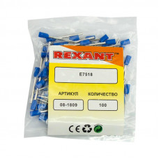 Наконечник штыревой втулочный изолированный F-18 мм 0.75 мм² (НШВи 0.75-18) синий REXANT