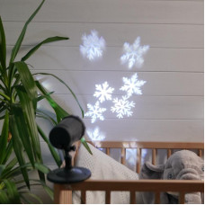 LED проектор, белые снежинки, 230В