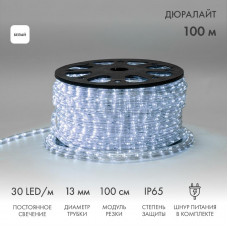 Дюралайт LED двухжильный 230В 13мм 30 LED/м БЕЛЫЙ постоянное свечение модуль 1м бухта 100м NEON-NIGHT