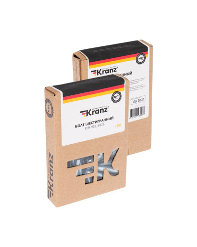 Болт шестигранный DIN 933, 6,0х35мм, короб (50 шт/уп) KRANZ