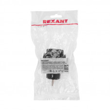 Тройник электрический универсальный 16А одно гнездо с/з черный REXANT