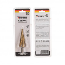 Сверло ступенчатое, 6-8-10-12-14-16-18-20-22-24-26-28-30мм, Р6М5, ТИТАН, трехгр.хвостовик KRANZ