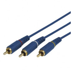 Шнур 3 RCA - 3 RCA, 1,5м, синий, Gold REXANT