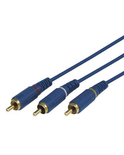 Шнур 3 RCA - 3 RCA, 1,5м, синий, Gold REXANT