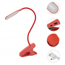Светильник настольный Click 4Вт, LED, 4000К, диммируемый 3 ступени, заряжаемый, на прищепке, красный REXANT