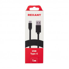 Кабель USB-A – Type-C, 1А, 1м, ПВХ, черный REXANT