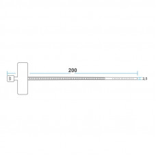 Хомут под маркер нейлоновый 200x2,5мм белый (100 шт/уп) REXANT