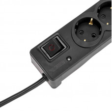 Фильтр сетевой 5 гнезд, 3м, 3х1,5мм², с автовыкл, 2 USB, черный KRANZ