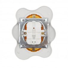 Розетка двойная HAPPY Яичница с/у, с/з, со шторками, желтая/белая KRANZ