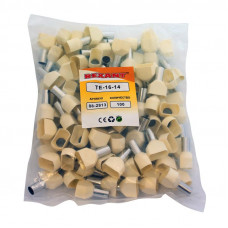 Наконечник штыревой втулочный изолированный F-14 мм 2х16 мм² (НШВи(2) 16-14/НГи2 16-14) слоновая кость REXANT